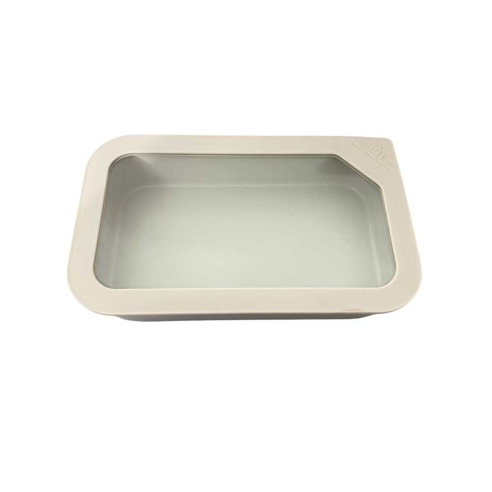 FIKA Storage Container Cream Ceramic Rectangular Window Lid Dish 9"